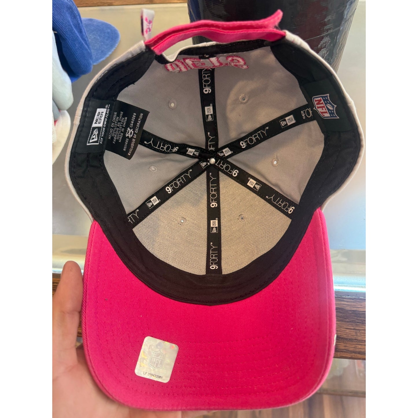 Pink New York Jets Cancer Awareness Velcro Back