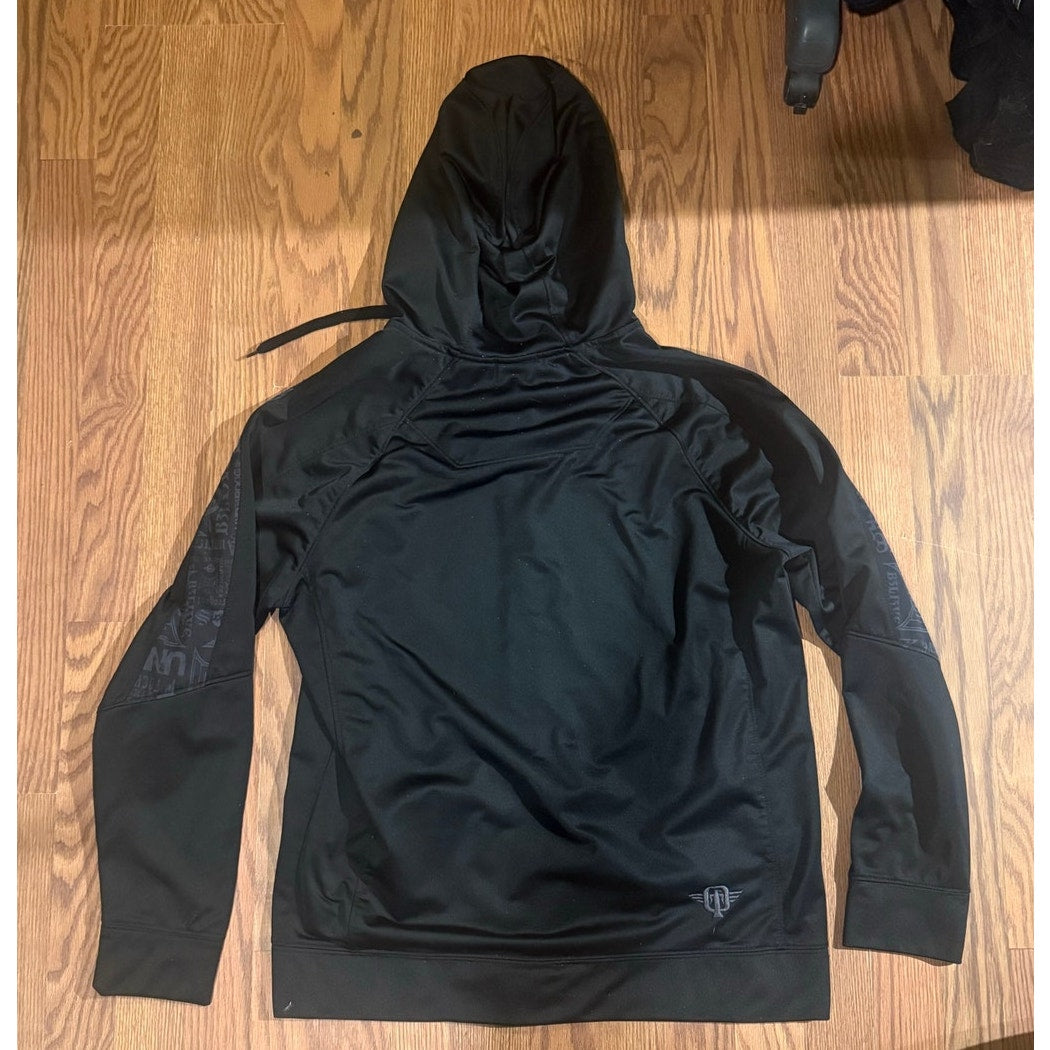 Tapout Black Full zip hoodie tonal graphics Size M
