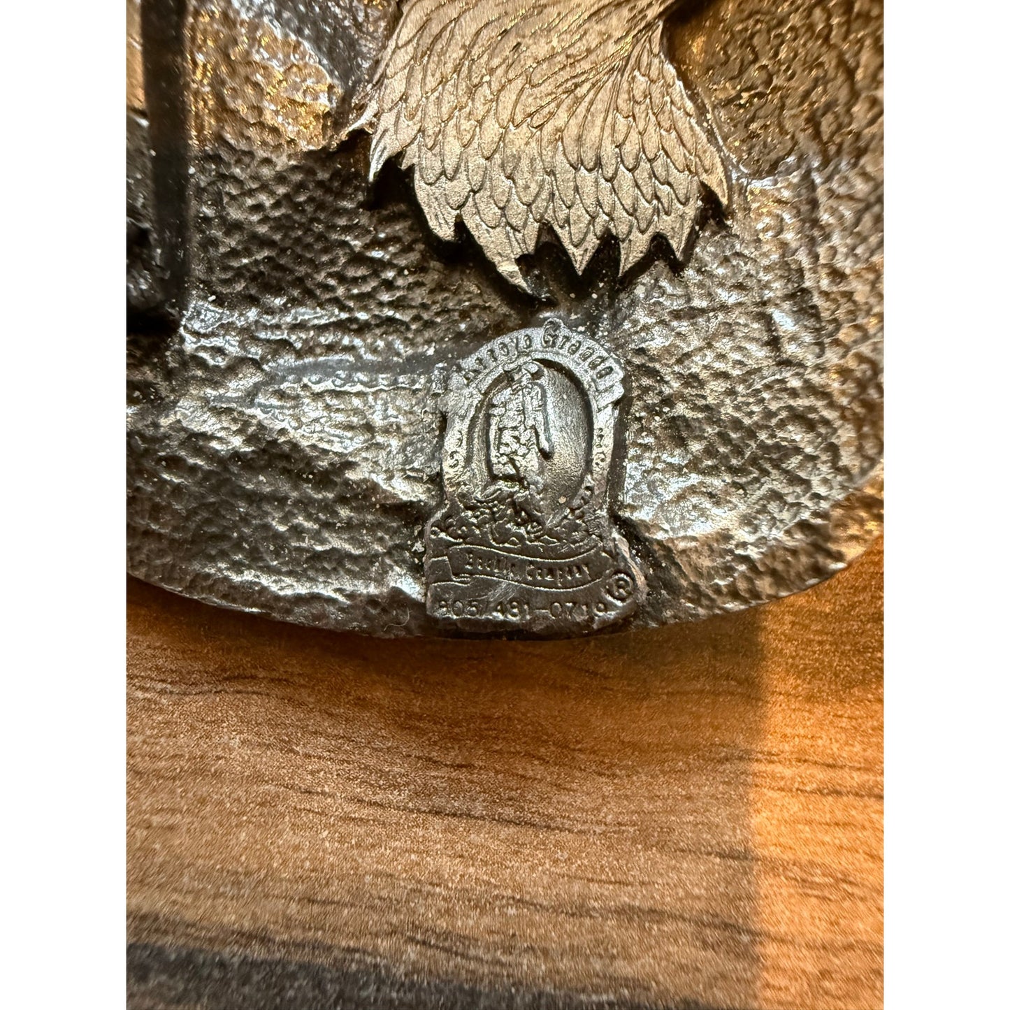 1990 Eagle Head on Black enamel Belt Buckle