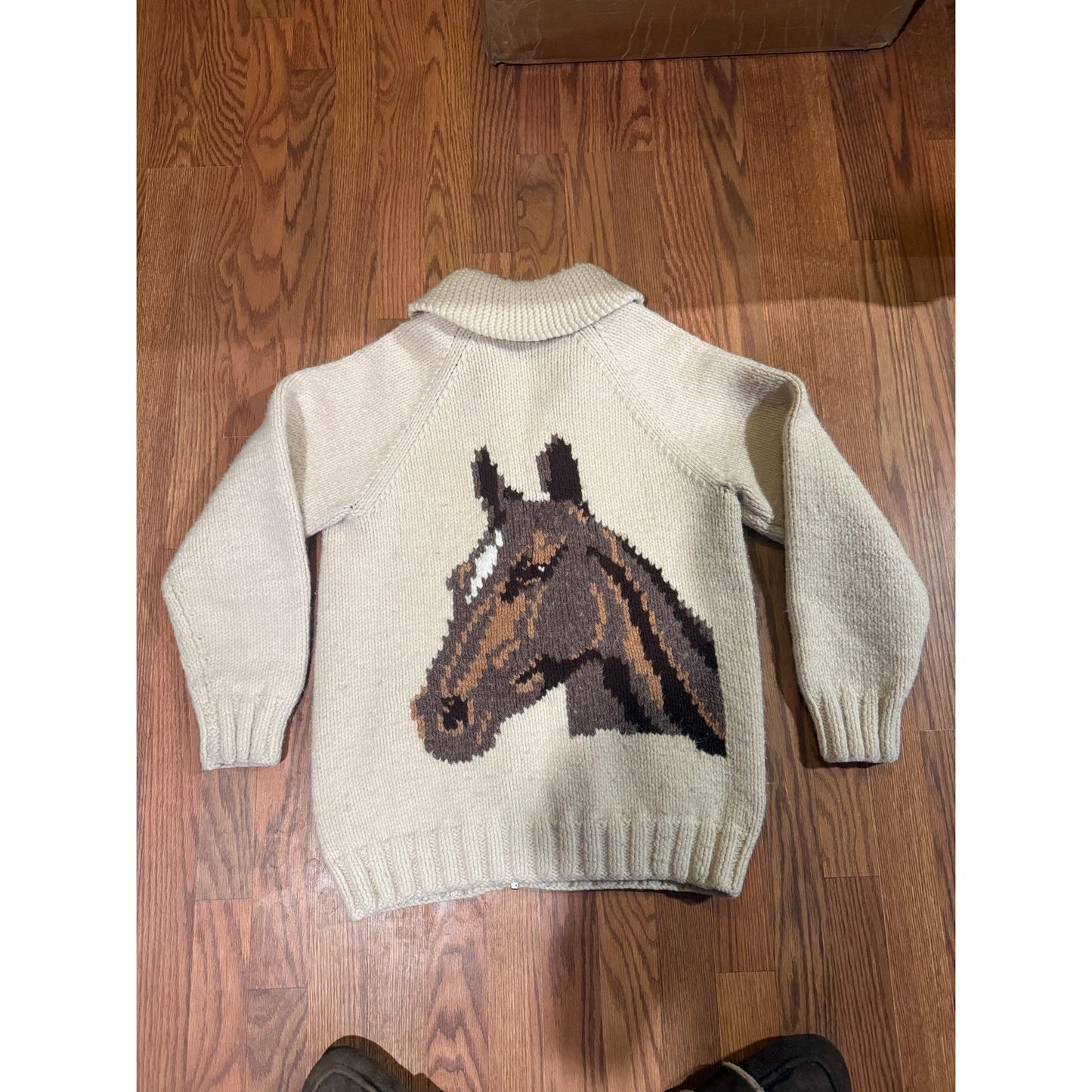 Handmade Horse Zip Sweater Size Large