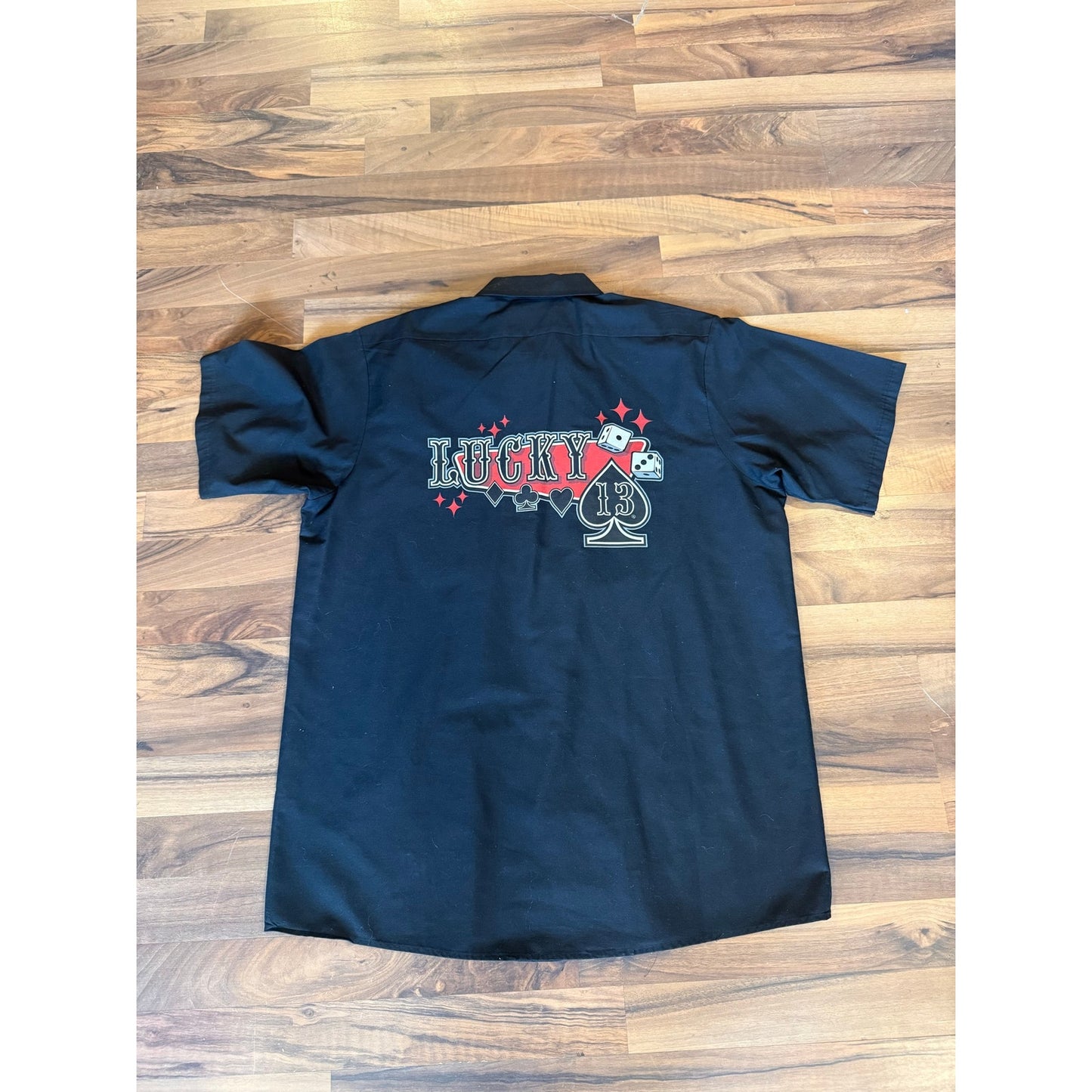 Y2K Lucky 13 Red kap button up size large