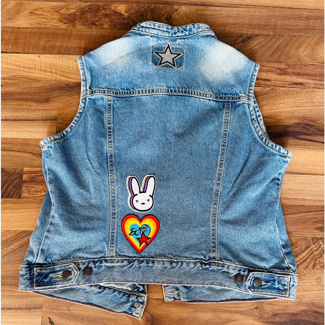 Y2K Levi Strauss Signature Women's XL Patch Denim Vest