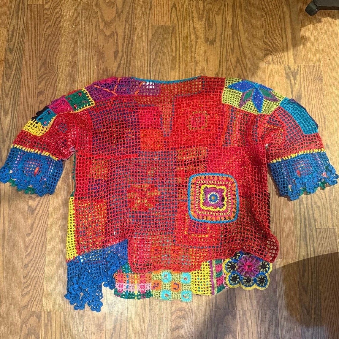 Michael Simon Boho Crochet Sweater Cover Up One Size