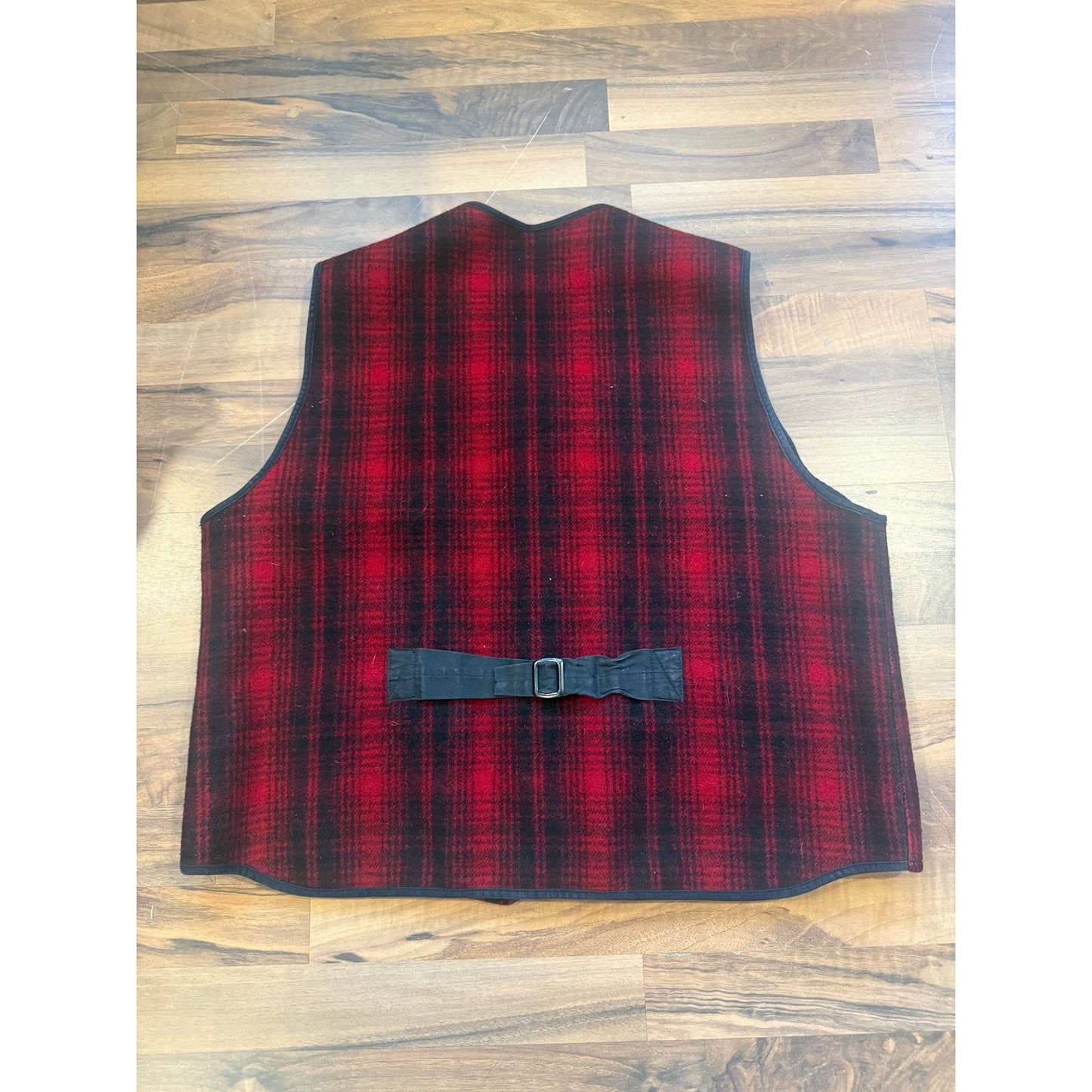 1970s Wool LLBean Red Plaid Hunting Vest Size XL