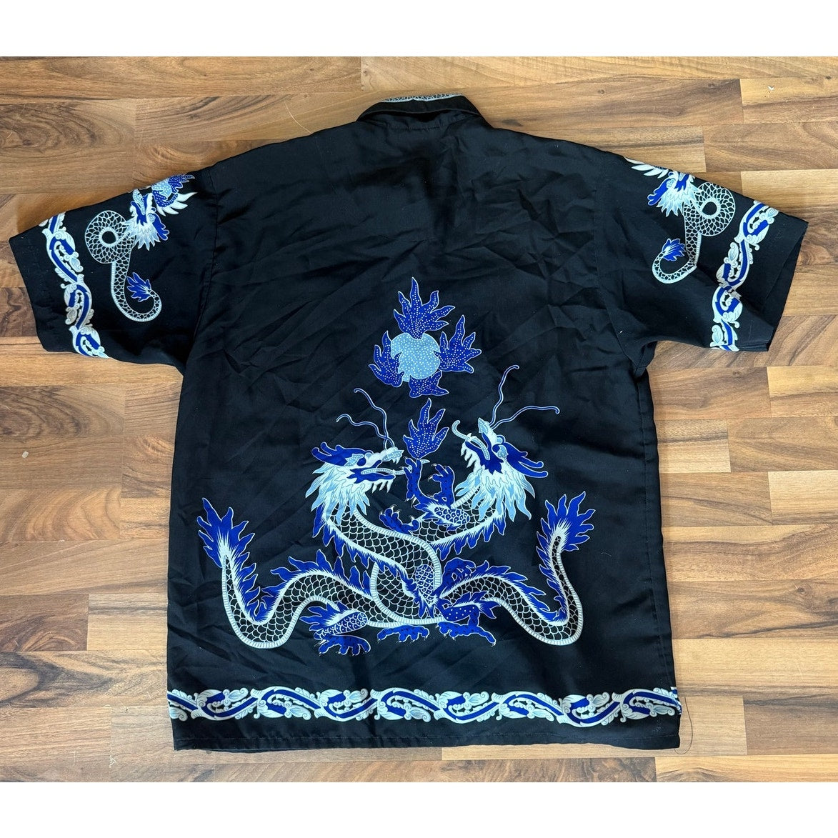 Dragon Fly Blue Dragon Button Up Size Large