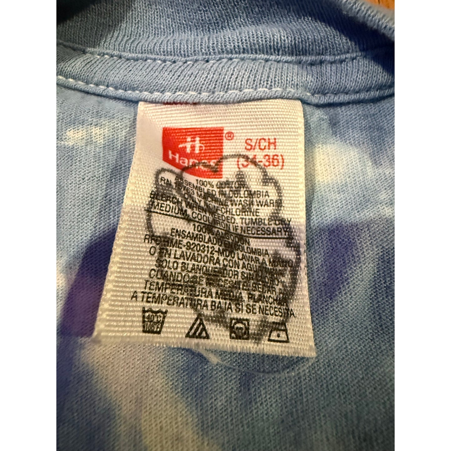 Single Stitch Blue Tie Dye Size Small