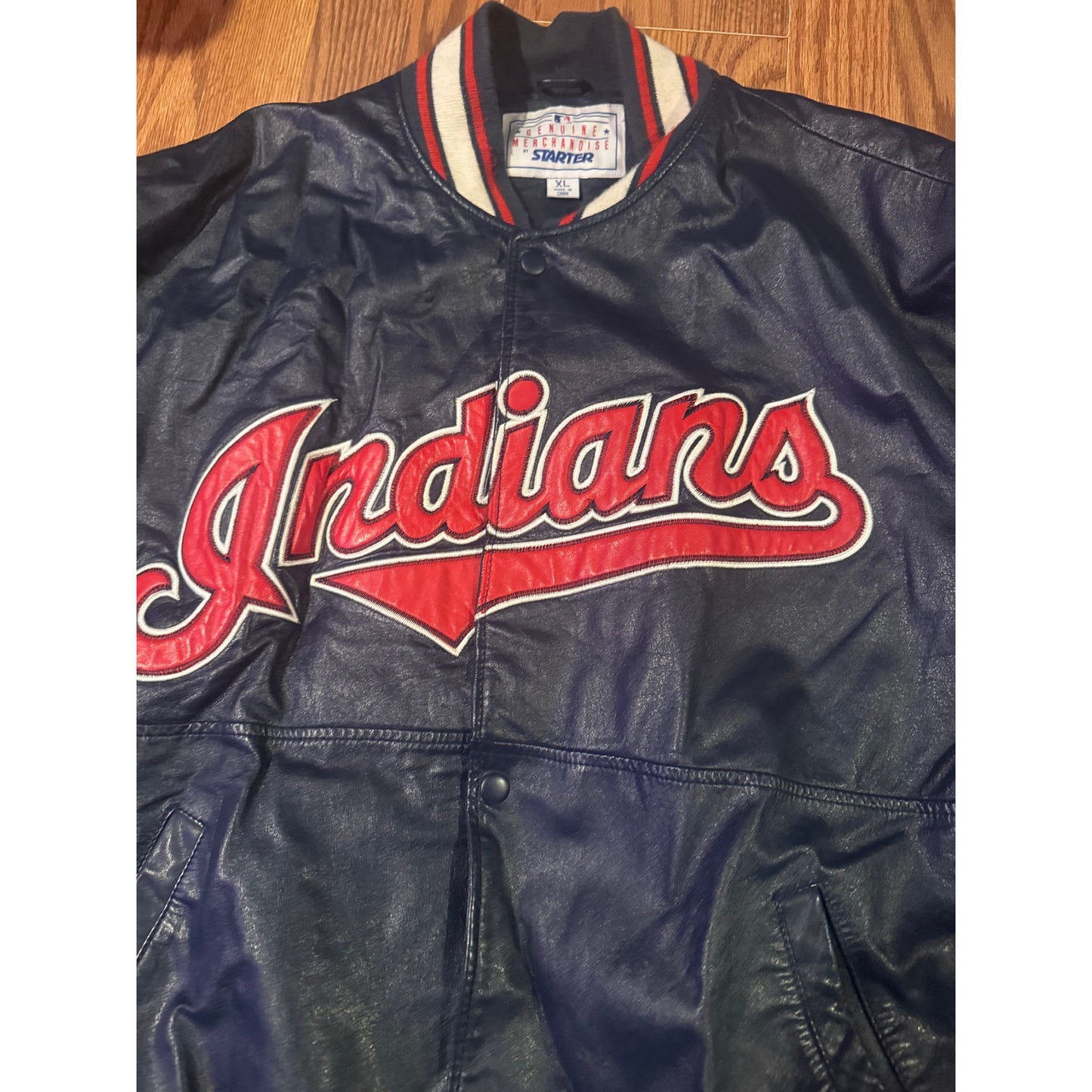 Vintage Starter Cleveland Indians Leather Jacket (XL)