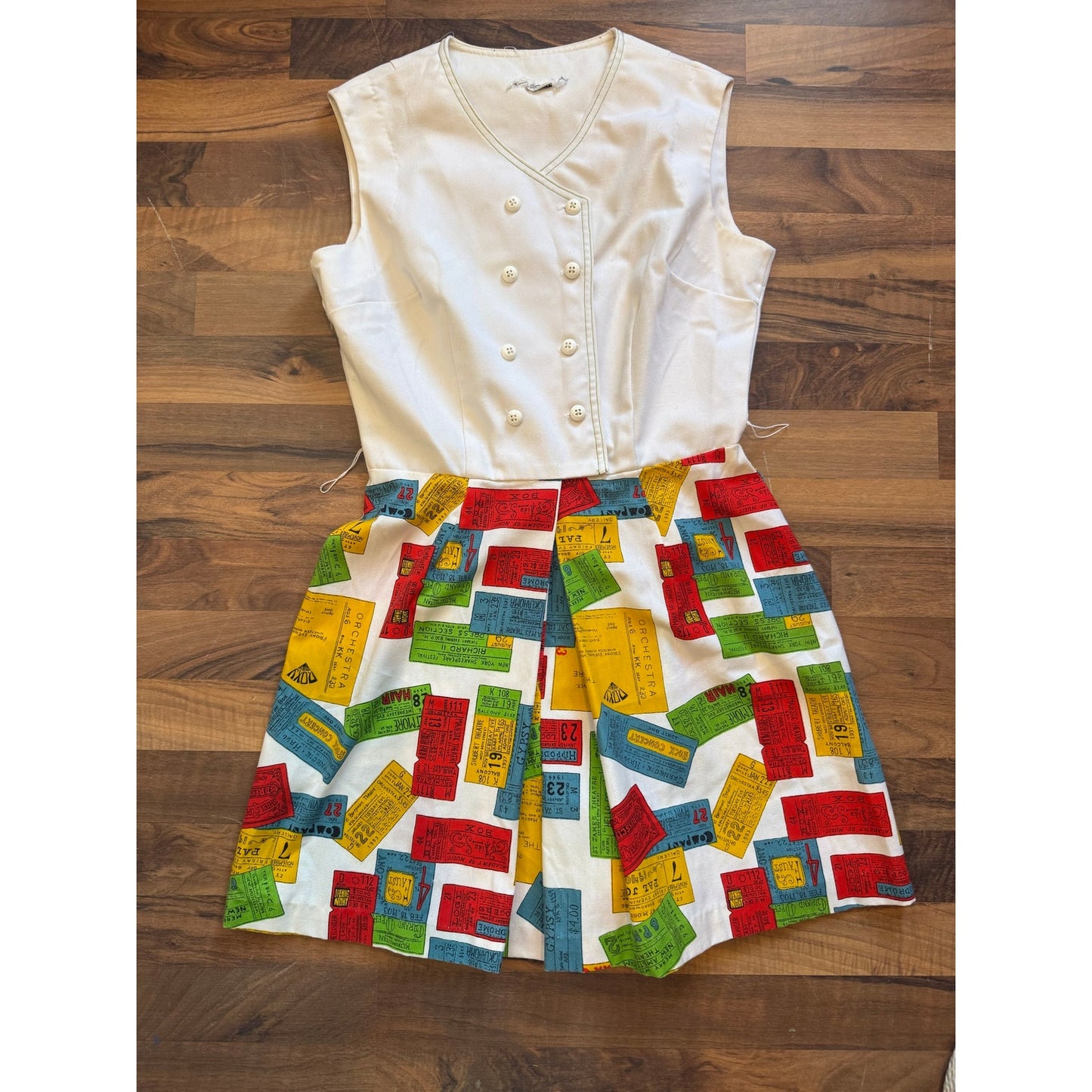 70's Vintage Ticket Stub Romper 28-1/2" Waist