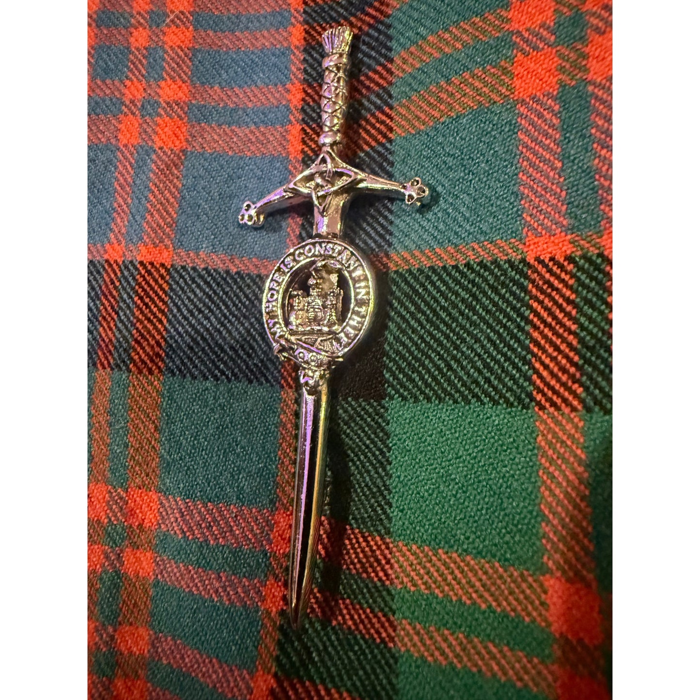Vintage Scottish Wool Tartan Kilt Clan Crest Made inScotland