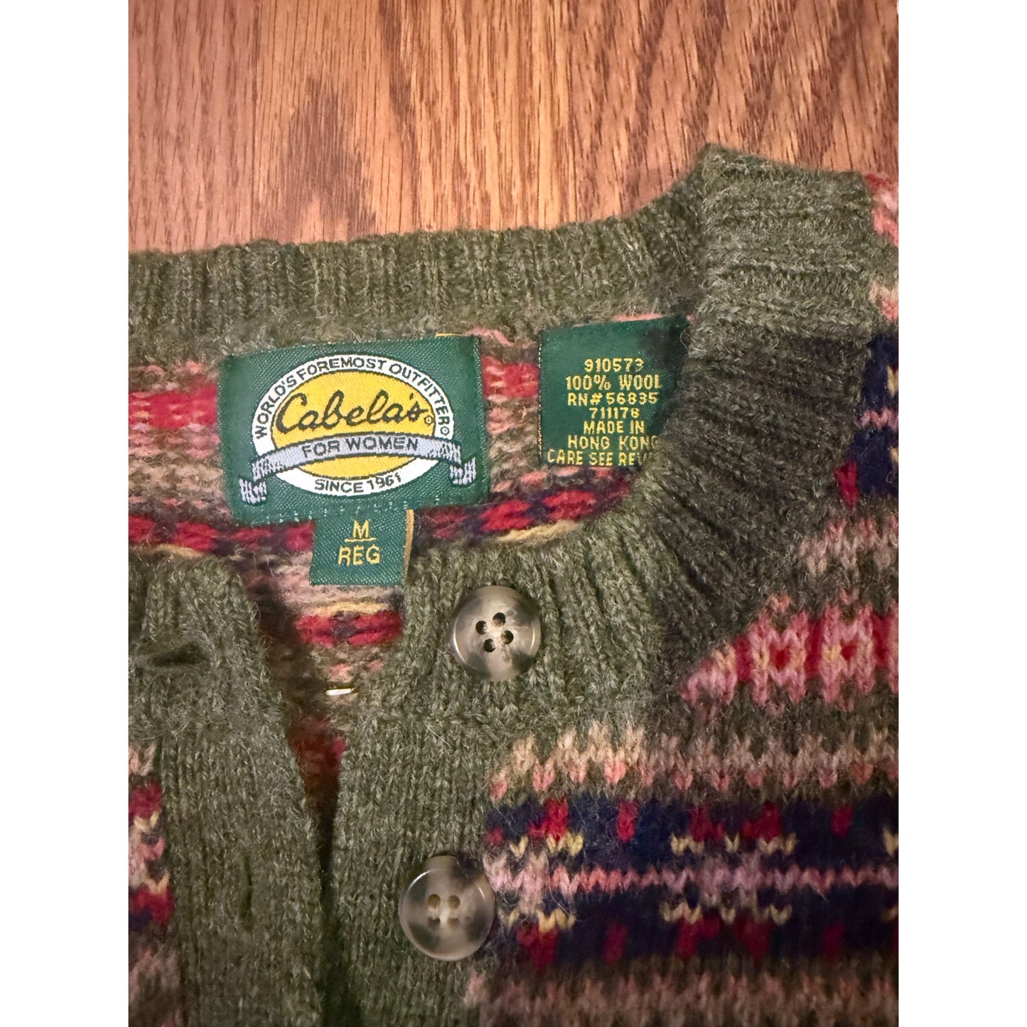 Vintage Cabela’s Fair Isle Wool Henley Sweater – Made in Hong Kong (Women’s M)