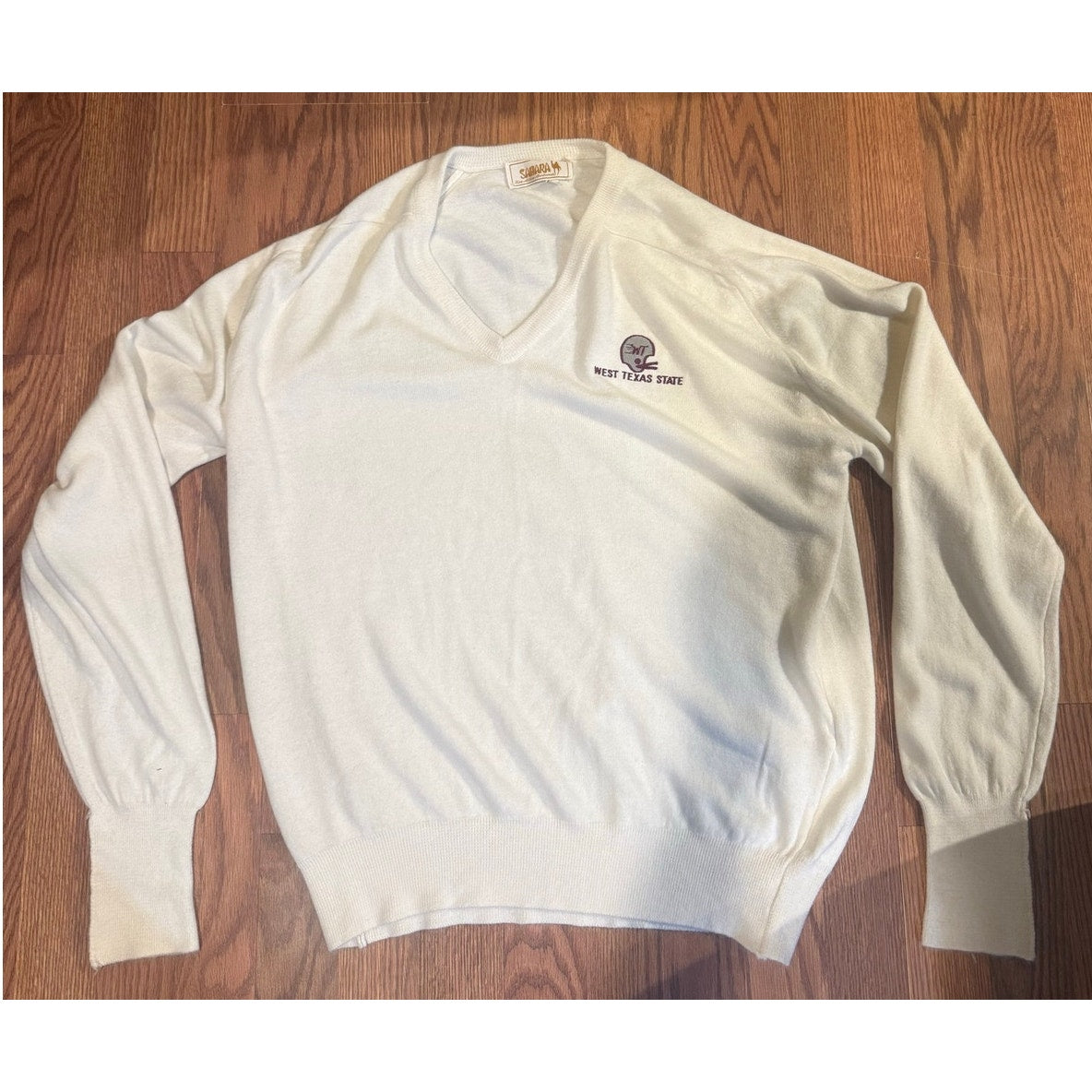 West Texas State White Cashmerlon Sahara Sweater Size XL