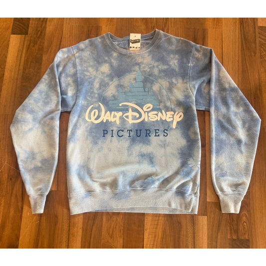 Walt Disney Pictures Blue Tie Dye Crew Neck Size Medium