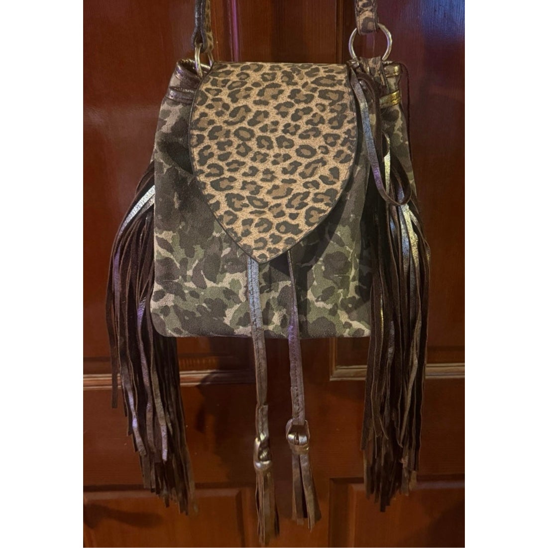 Double J Saddlery Camo Leopard  DP12 With Fringe Purse NWT