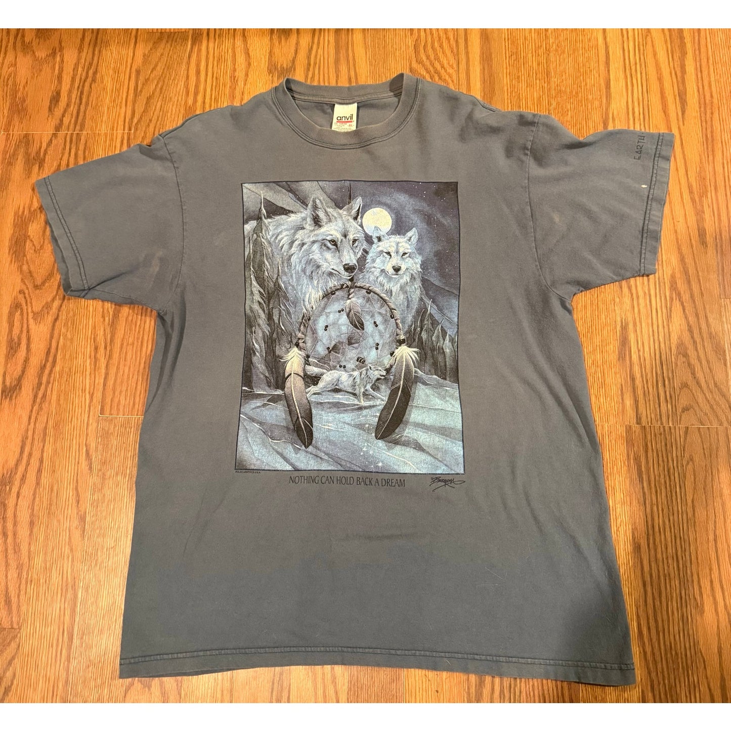 Vintage Two Wolf Dream Catcher Natire Shirt Size XL