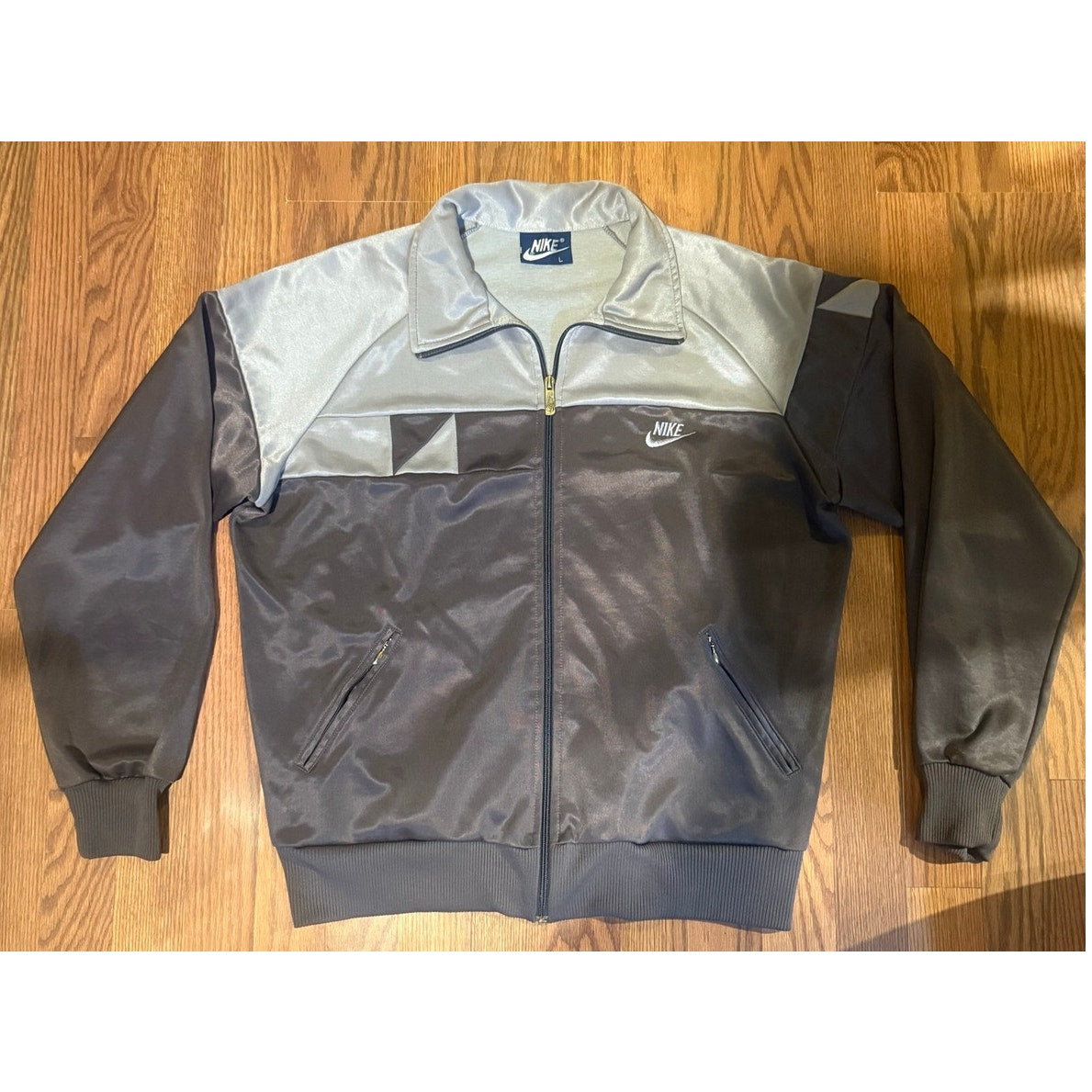 1980s Nike Color Block Gray Zip up Track Size Large