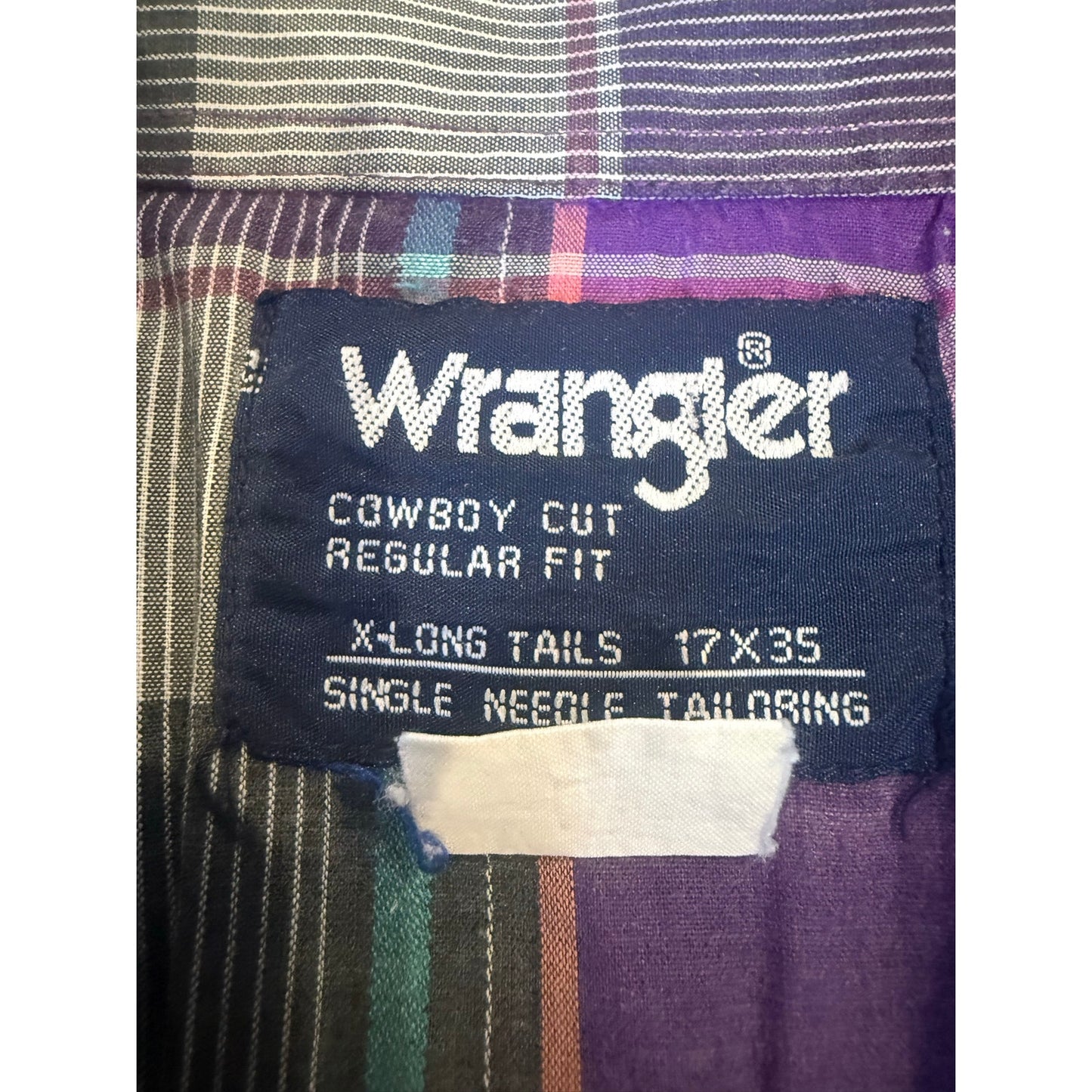 Wrangler Cowboy Cut Purple Pearl Snap size XL