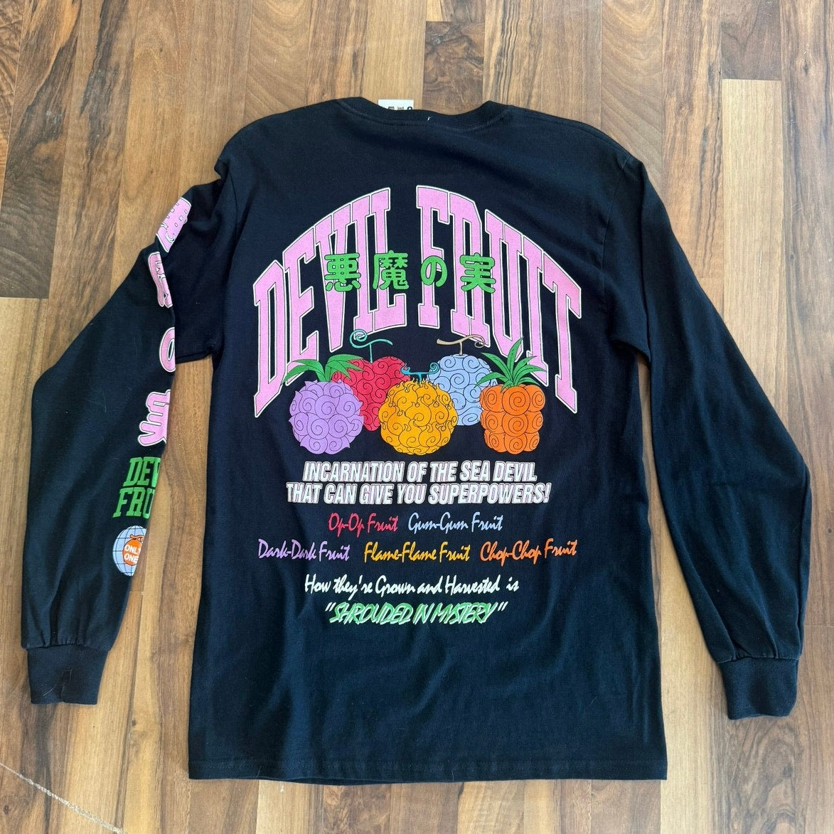 One Piece Devil Fruit Long Sleeve Size Small