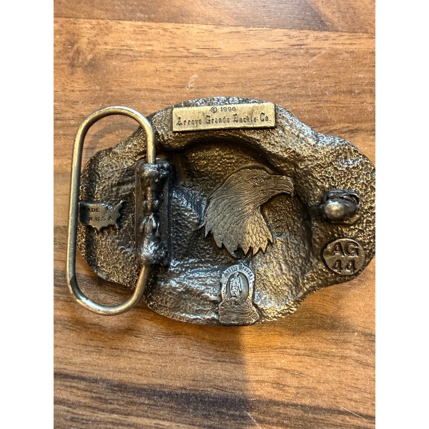 1990 Eagle Head on Black enamel Belt Buckle