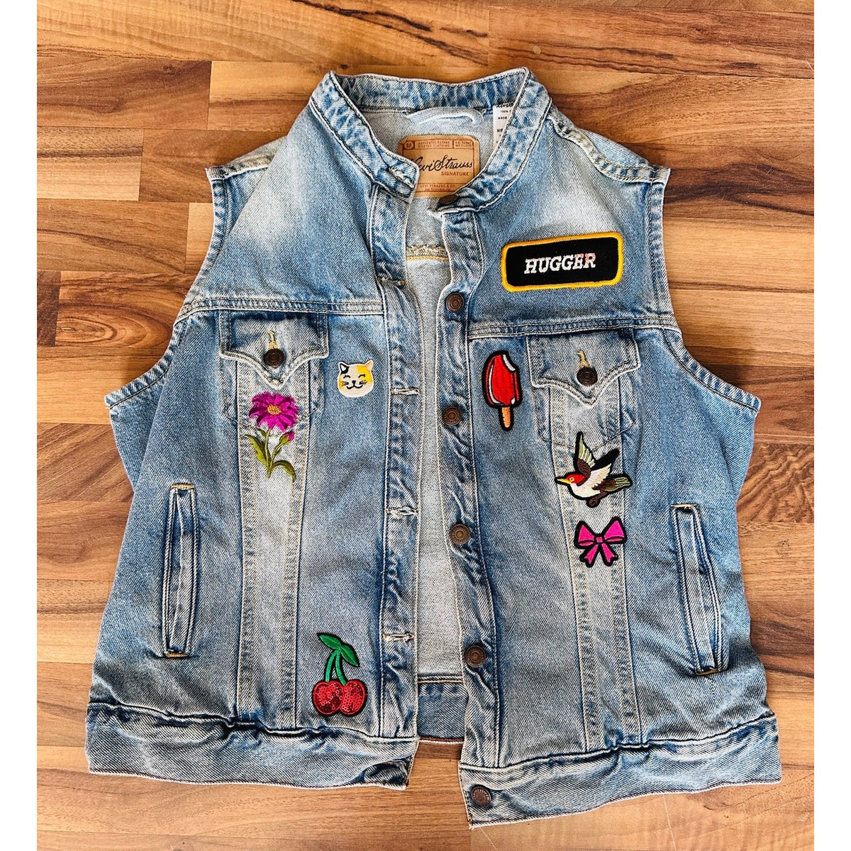 Y2K Levi Strauss Signature Women's XL Patch Denim Vest