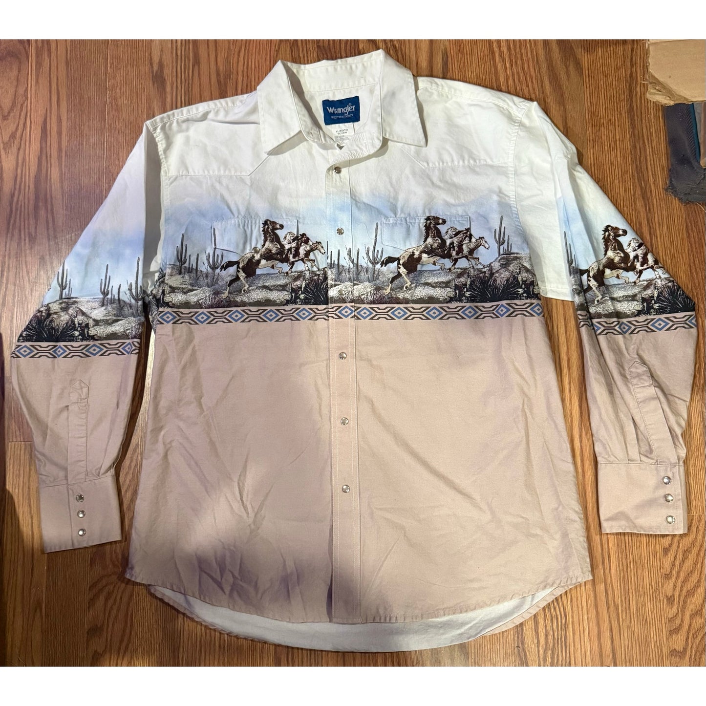 Wrangler Western Horses Print Snap Button Shirt
