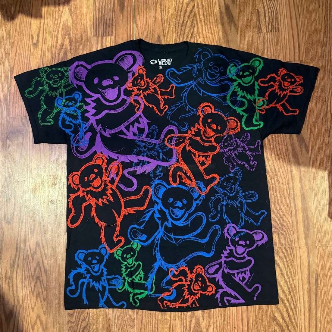 Dancing Bear Outline Grateful Dead Liquid Blue Size 3XL