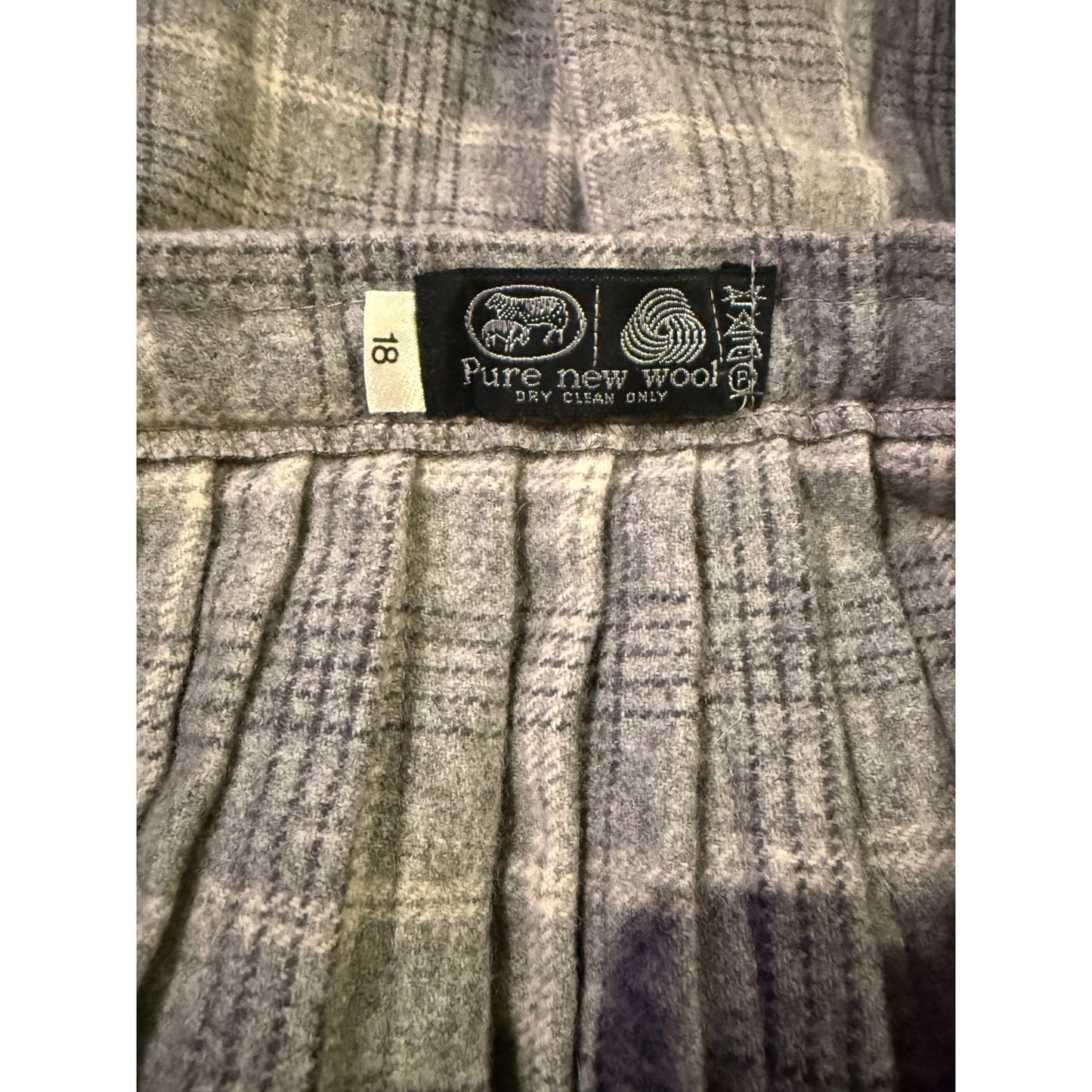 Vintage Gray Wool Tartan Kilt Pure New Wool Size 18 Classic Plaid