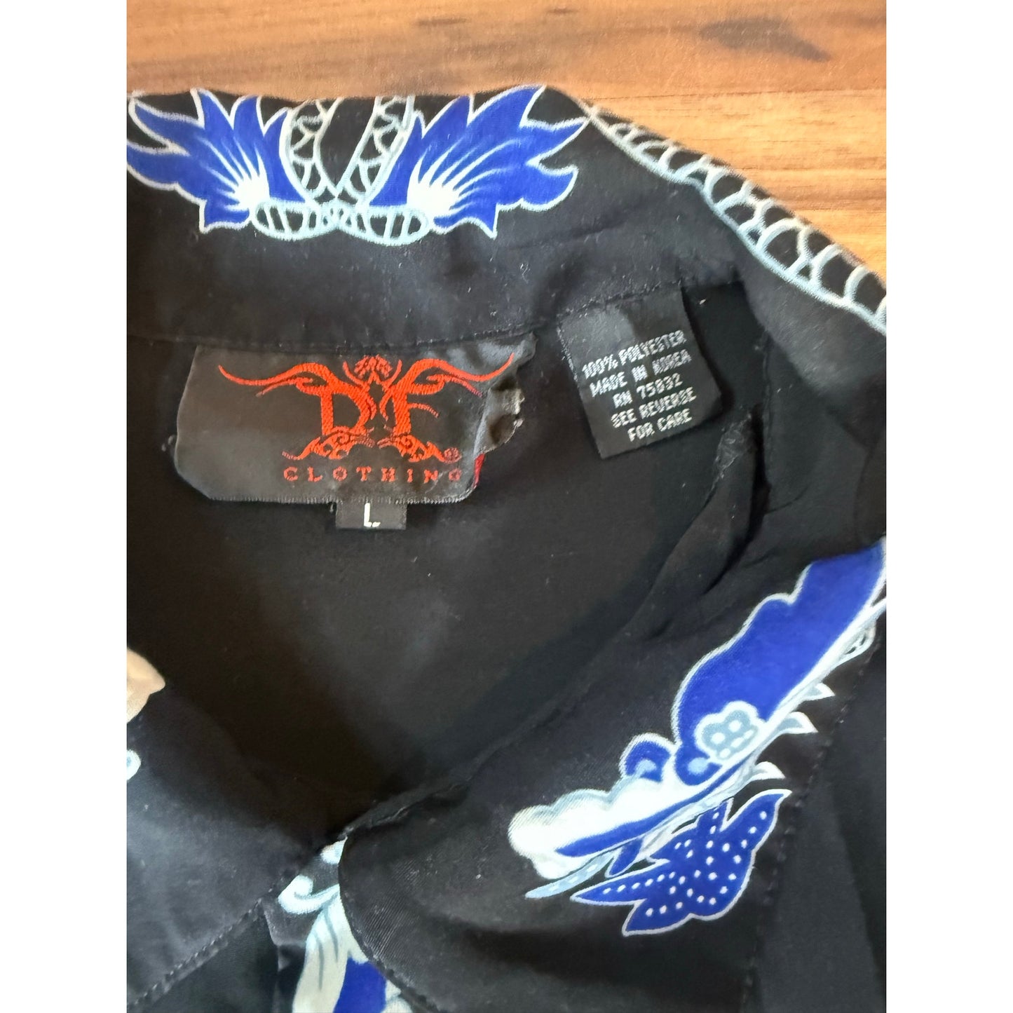 Dragon Fly Blue Dragon Button Up Size Large