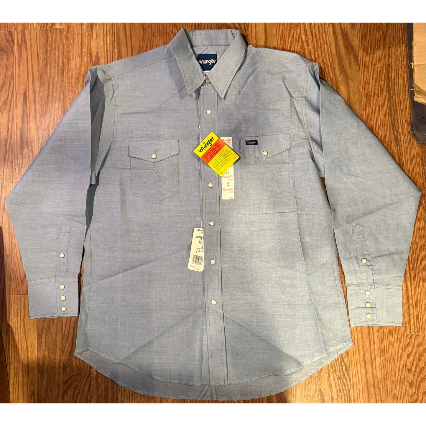 Wrangler Western Pearl Snap Shirt – Light Blue Chambray NWT