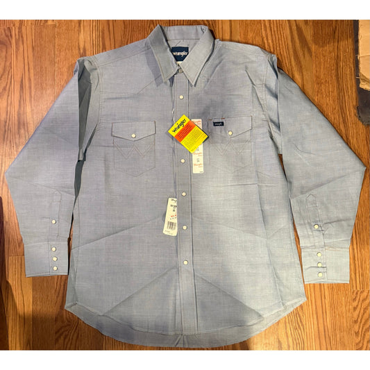 Wrangler Western Pearl Snap Shirt – Light Blue Chambray NWT