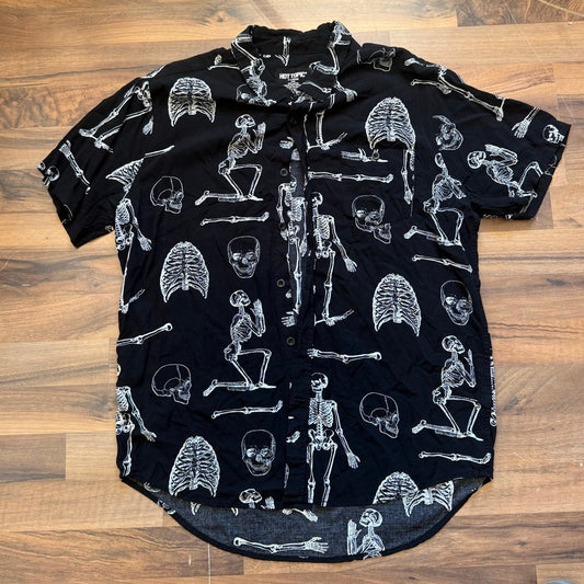 Hot Topic Bones and Skeletons Button Up Size XL