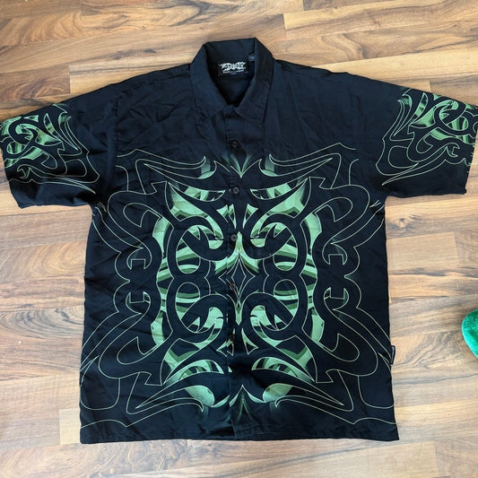 Green Tribal Y2K Button Up Size Lg