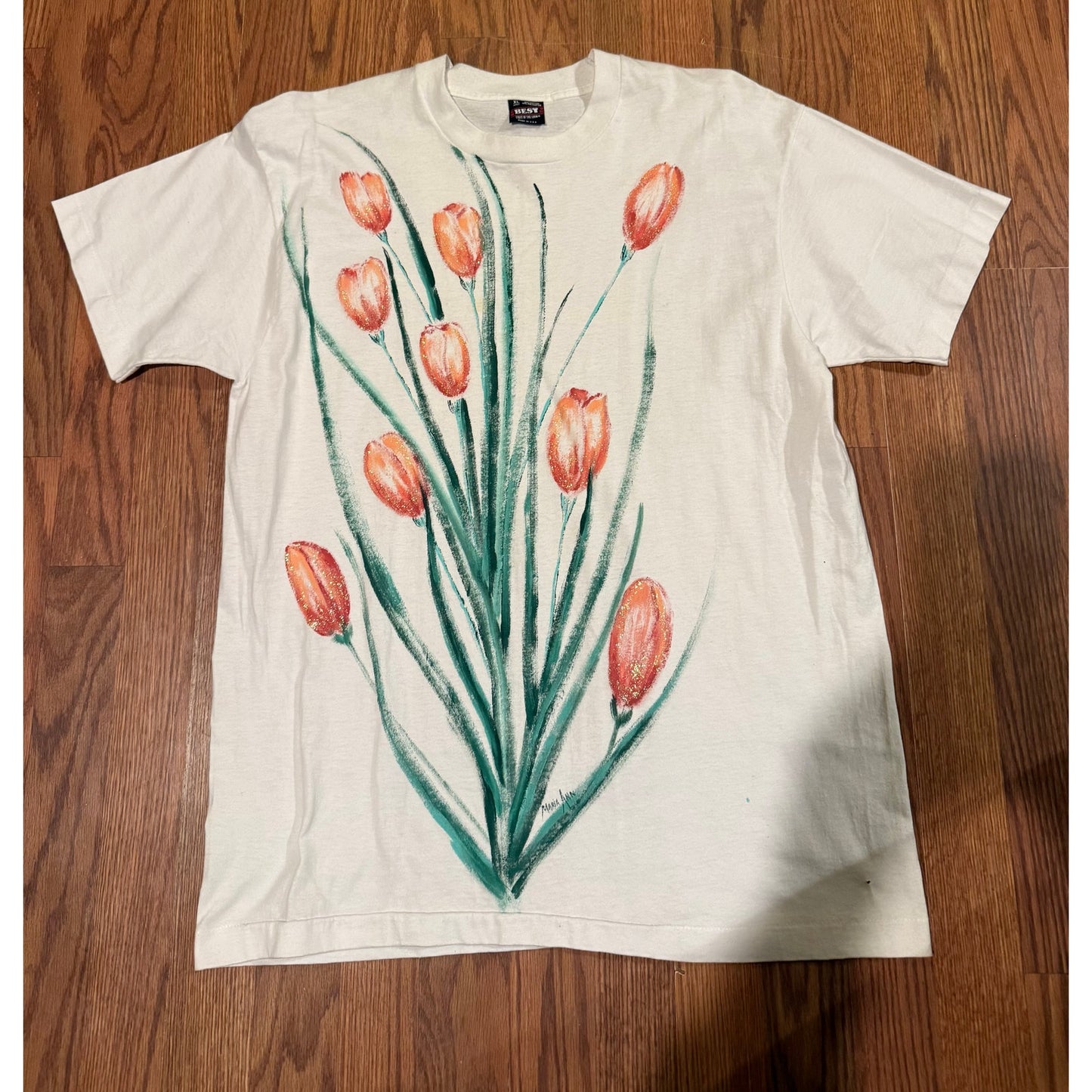 Vintage Custom Glitter Tulips Size XL
