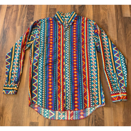 Vintage Multicolor Southwest Style Button Up Size XL