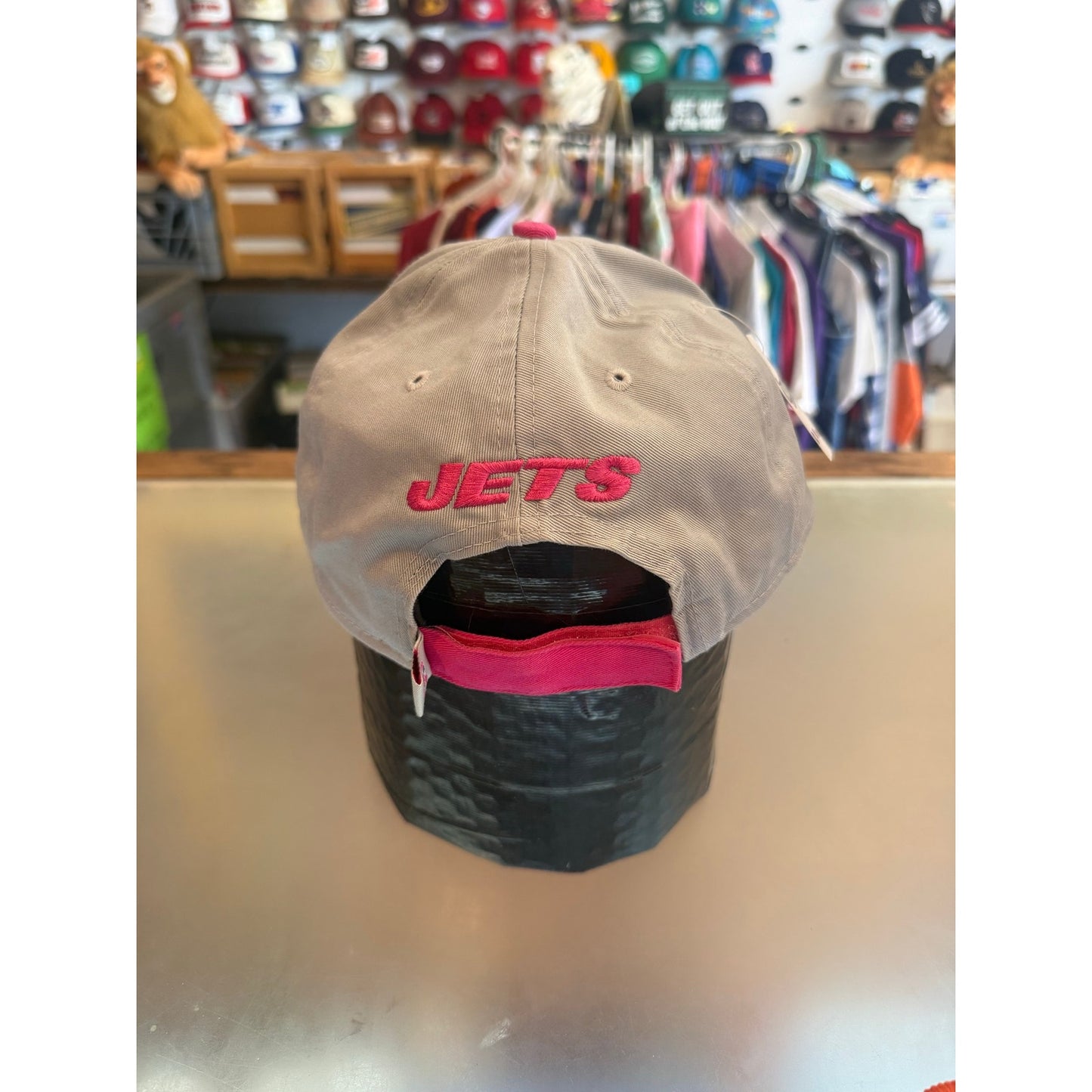 Pink New York Jets Cancer Awareness Velcro Back