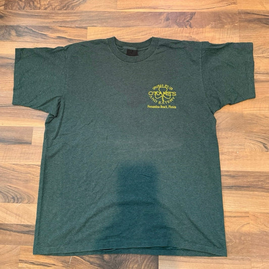O’Kane’s Irish Pub Green striped single stitch size XL