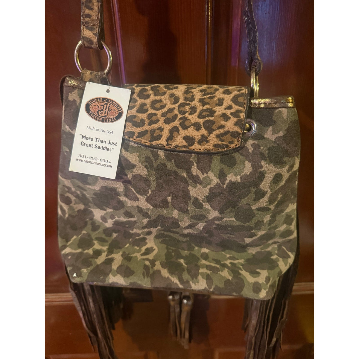 Double J Saddlery Camo Leopard  DP12 With Fringe Purse NWT