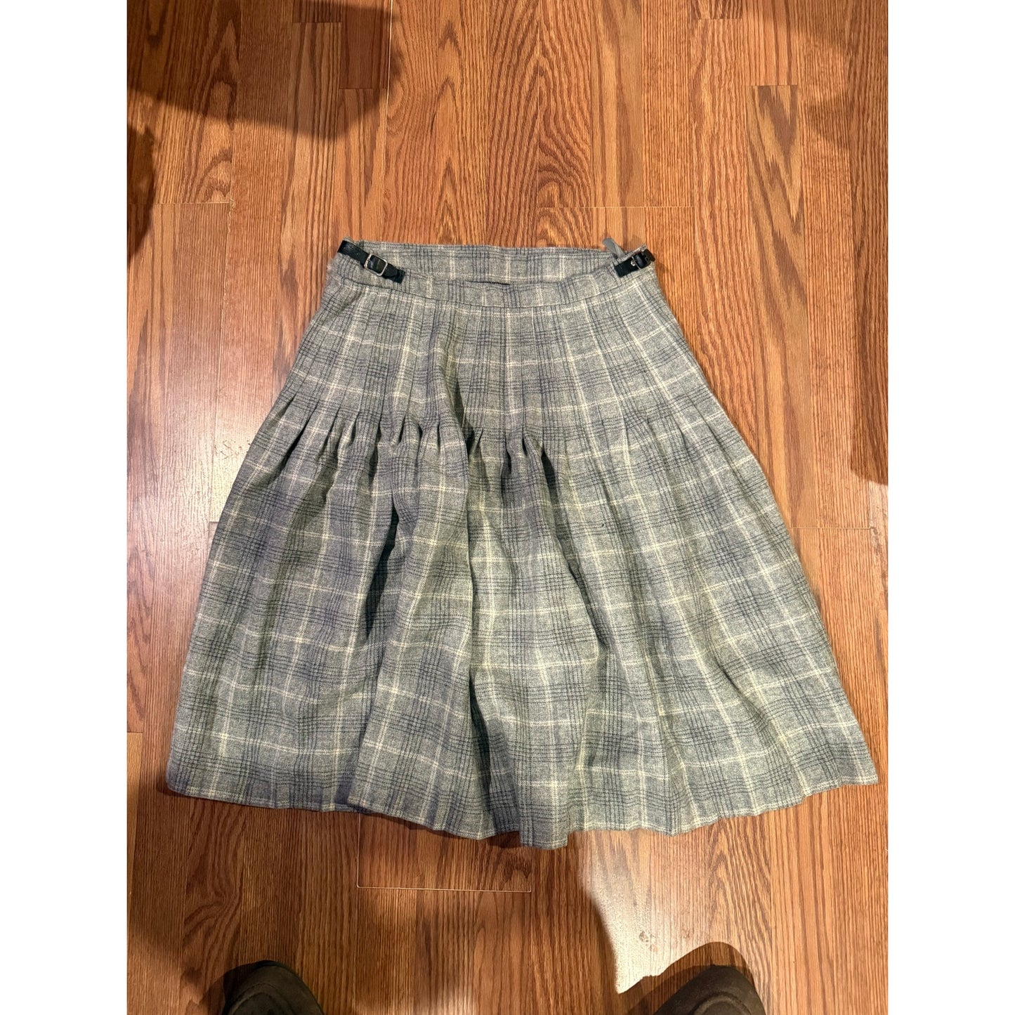 Vintage Gray Wool Tartan Kilt Pure New Wool Size 18 Classic Plaid