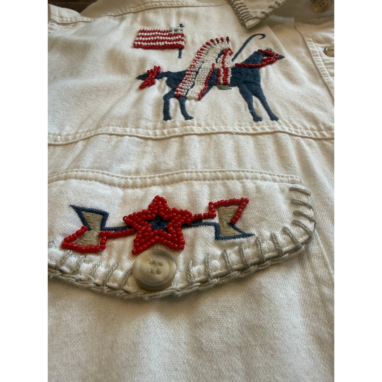Beaded Button Up Western Size 12