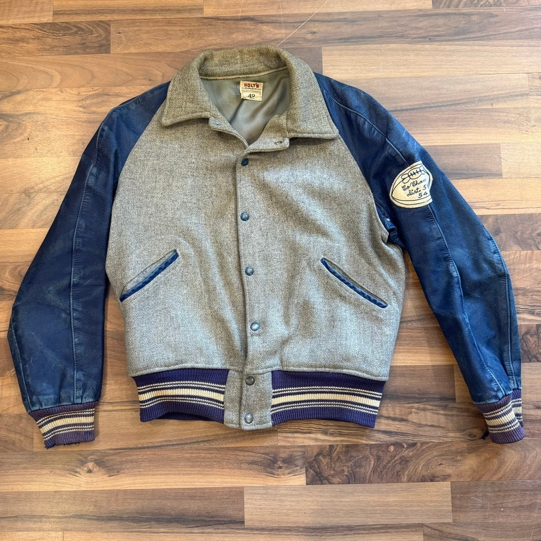 1950s Co-Champs Football Letterman Jacket Size Md
