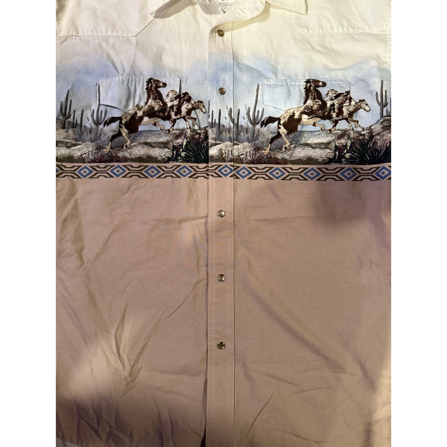 Wrangler Western Horses Print Snap Button Shirt