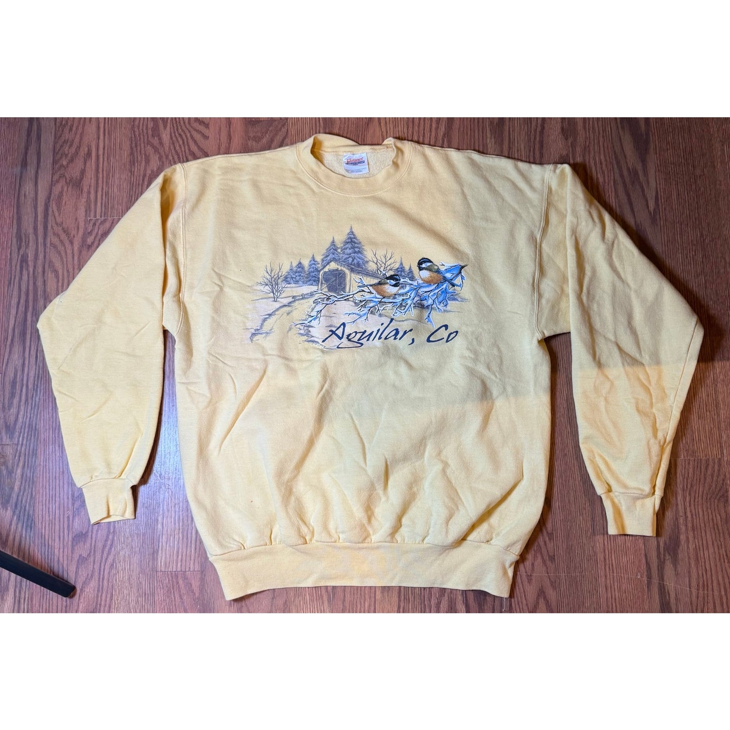 Aguilar, Colorado Yellow Hanes Crew Size Large