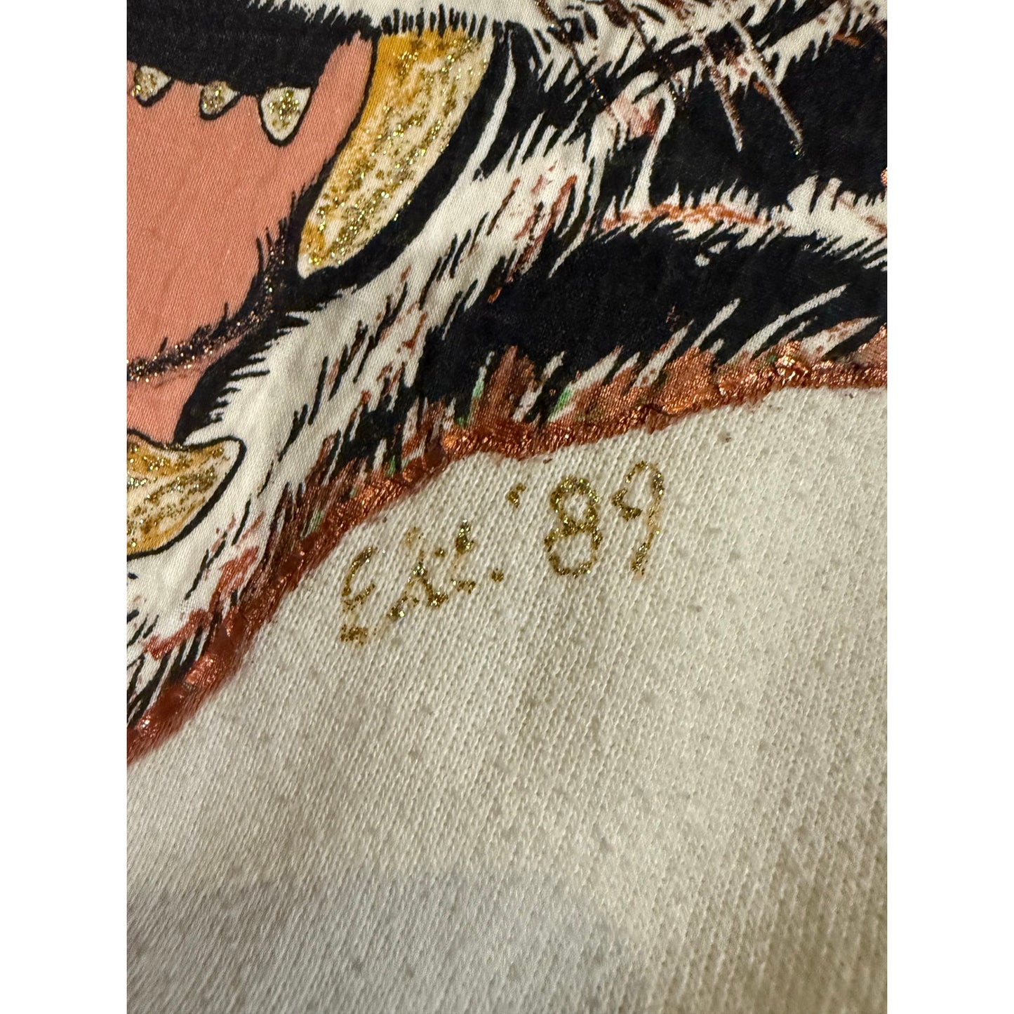 Vintage JERZEES Tiger Crewneck Sweatshirt Signed 89 Size XL