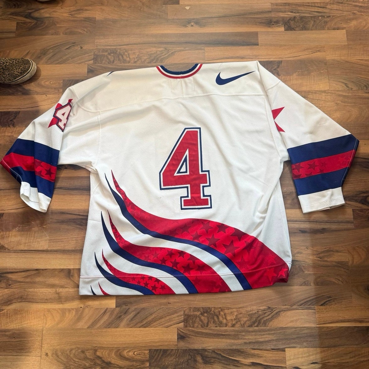 Nike Usa game used hockey jersey with fight strap size 3xl