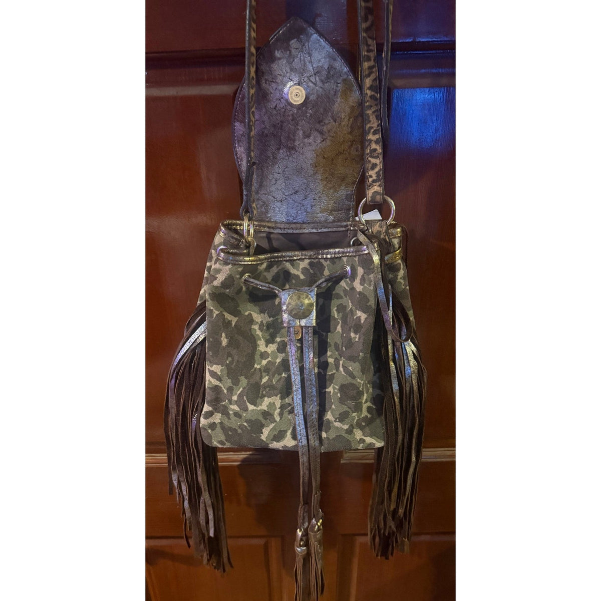 Double J Saddlery Camo Leopard  DP12 With Fringe Purse NWT