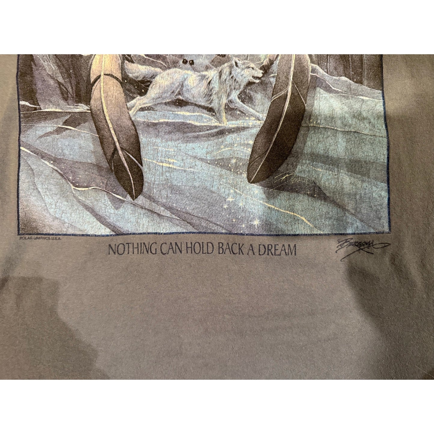Vintage Two Wolf Dream Catcher Natire Shirt Size XL