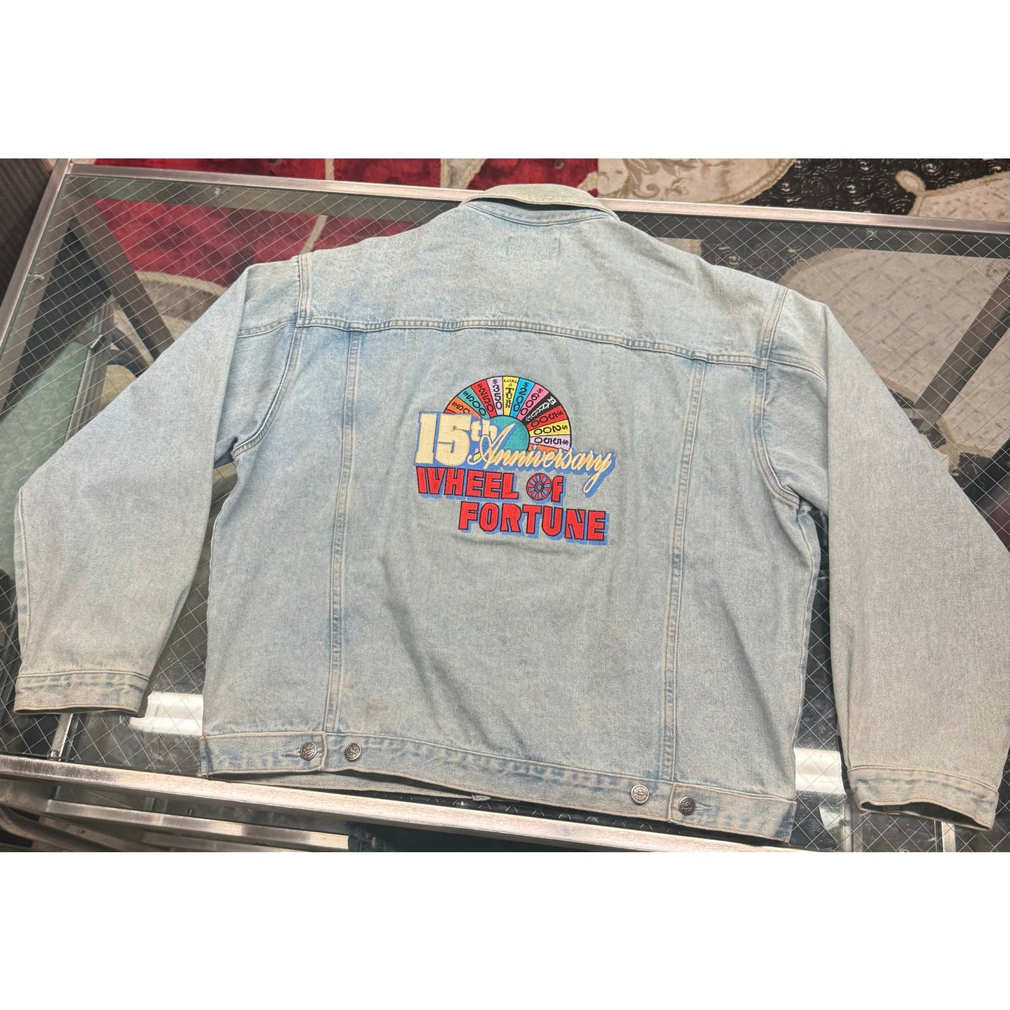 15th Ann. of wheel of fortune denim jacket