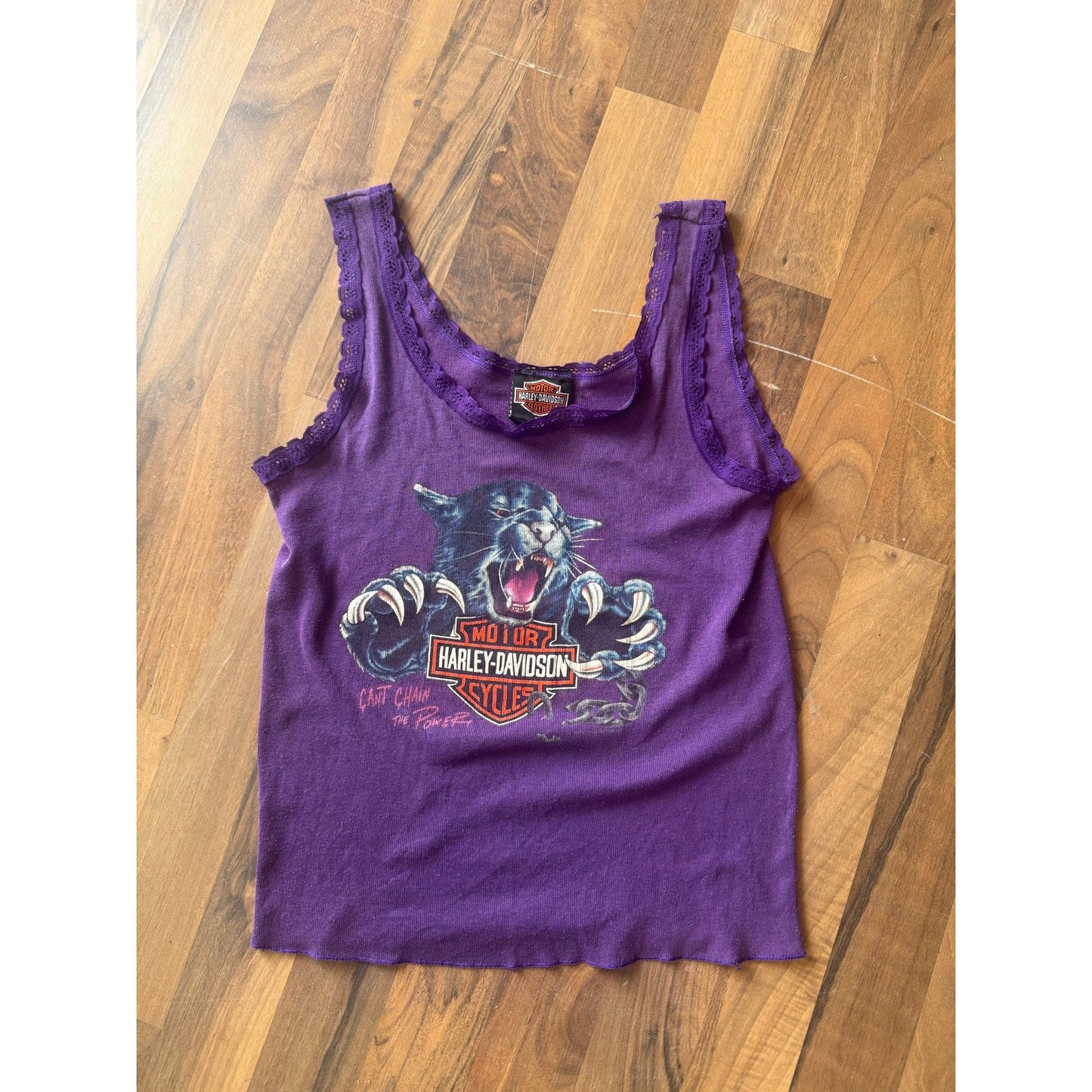 90s Harley Davidson Purple Panther Lace Tank Top Size Medium