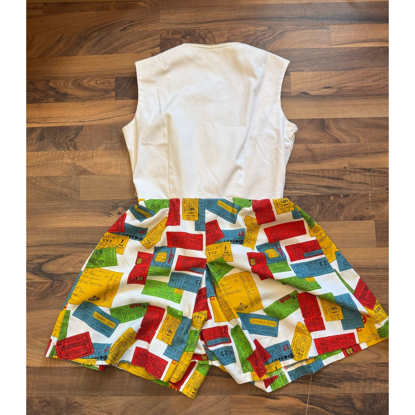 70's Vintage Ticket Stub Romper 28-1/2" Waist