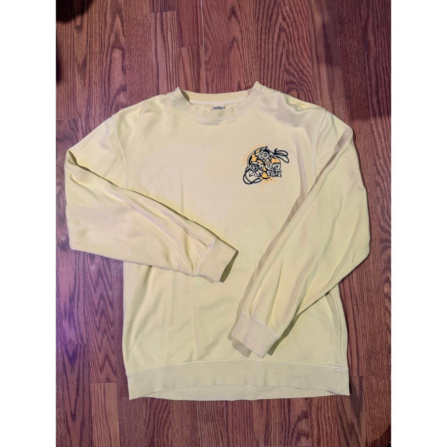 Canary Yellow Crew Neck with Roses
