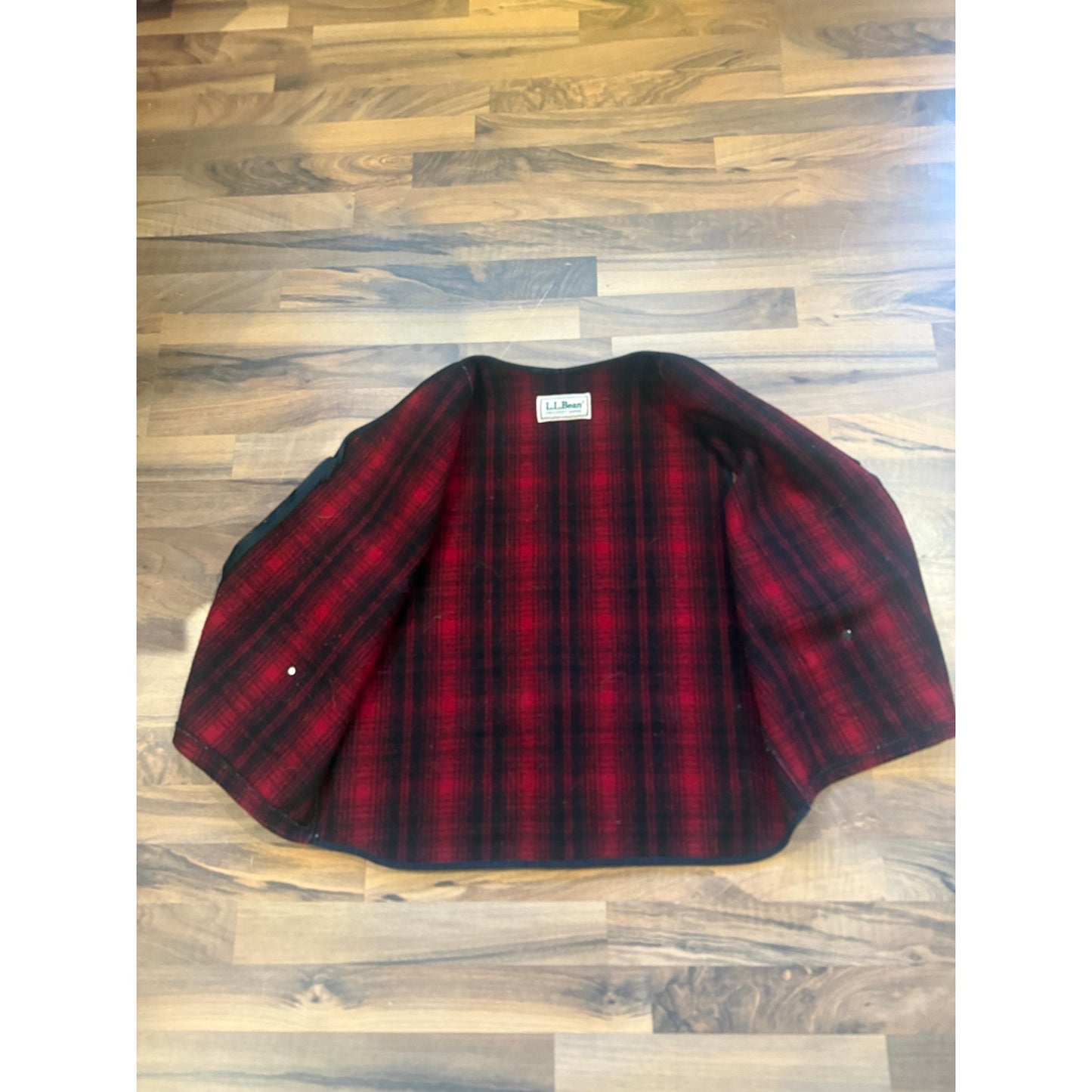 1970s Wool LLBean Red Plaid Hunting Vest Size XL